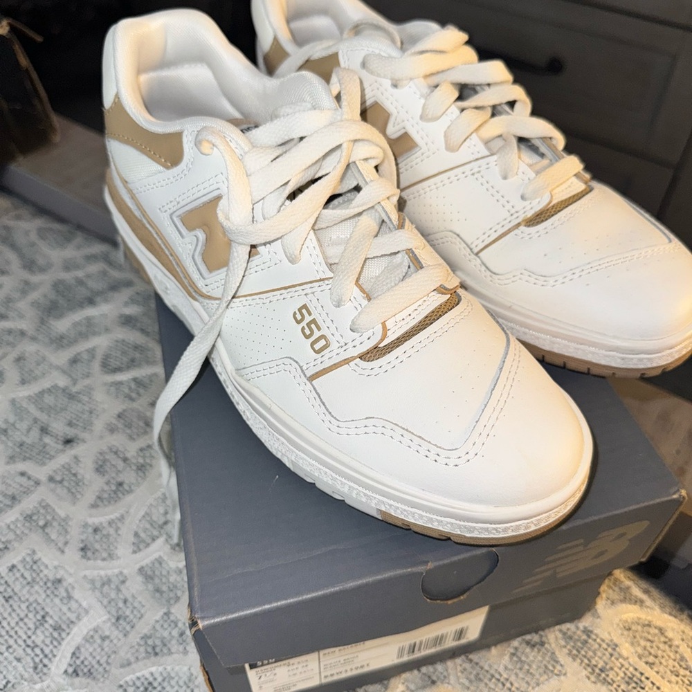 New Balance 550 Cream and White Sneakers
